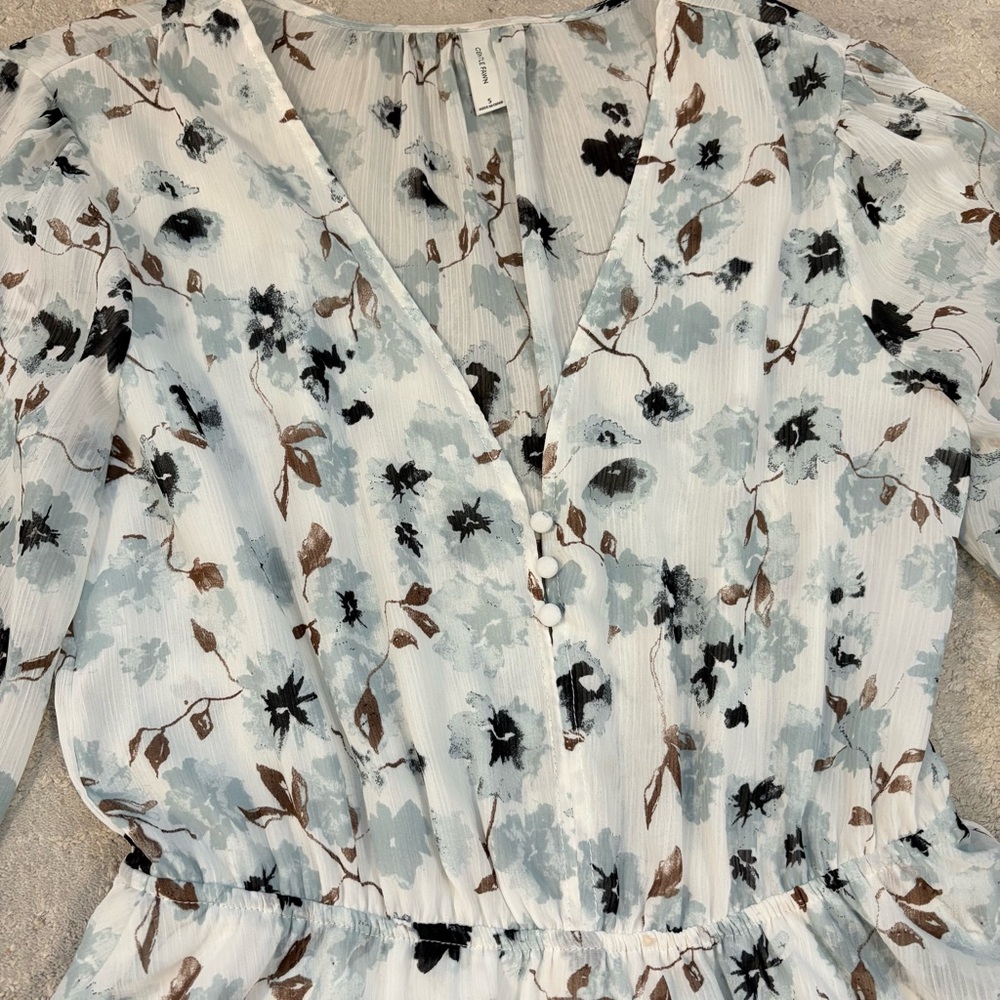 Gentle Fawn Floral Tiered Long Sleeve Chiffon Amilla Dress Size Small - Picture 7 of 12